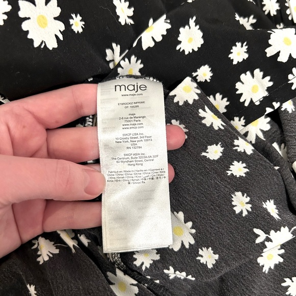 SOLD - Maje Daisy Floral Print Pleated Long Sleeve Crepe Mini
Dress - Picture 10 of 14